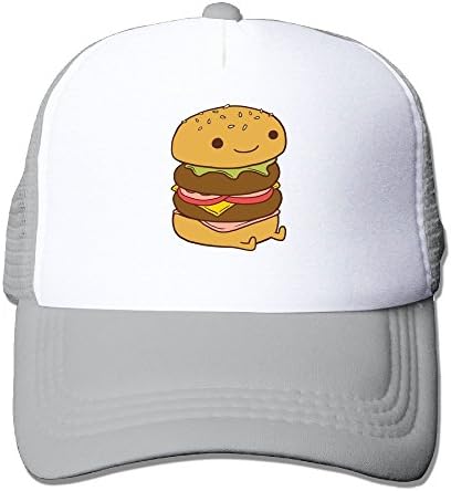 Vicop Cute Hamburger Cartoon Trucker Cap Summer Mesh Hat With Adjustable Strap Ash