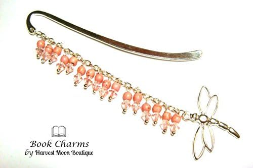 Dragonfly Bookmark, Pink Beaded Bookmark, Silver Bookmark, Grimoire, BOS, Book of Shadows, Journal, Diary