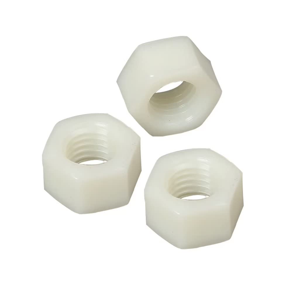 FEEIMOL White Plastic Nylon Hex Nuts M2.5 (100 pcs)