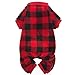 SCENEREAL Pet Fleece Pajamas for Dogs Red Plaid Sweaters Soft Clothes, M