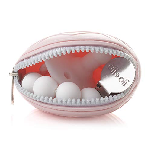 Ali+Oli Pacifier Holder Case (Pink) BPA Free Silicone Keeps Soothies & Binkie Holders Clean - Attaches to Strollers & Diaper Bags (Pacifier-Clip Included)