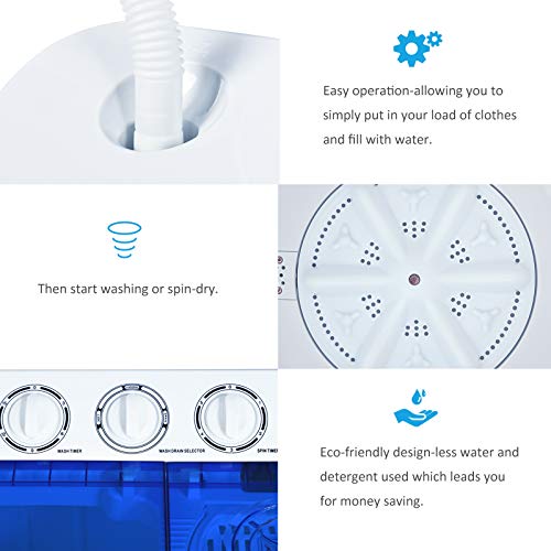 Portable Washing Machine, KUPPET 21lbs Compact Twin Tub Washer and Spin Dryer Combo for