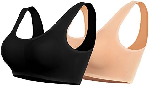 Women's Sports Bra Fitness Racerback Workout Yoga Bras Black Nude M