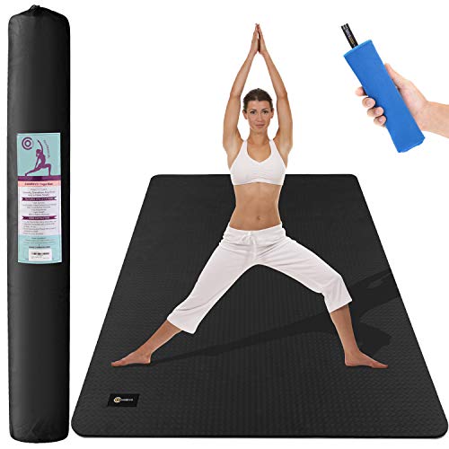 CAMBIVO Large Yoga Mat, Non-Slip Exercise Fitness Mat for Yoga, Pilates, Workout (72″x 48″x 6mm) (Black)