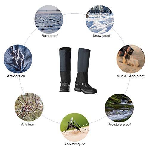 RUNACC Leg Gaiters Waterproof Shoe Gaiters for Outdoor Hiking Walking Hunting Mountain Climbing and Snowshoeing, Anti-Tear Oxford Fabric - Thumbnail 2