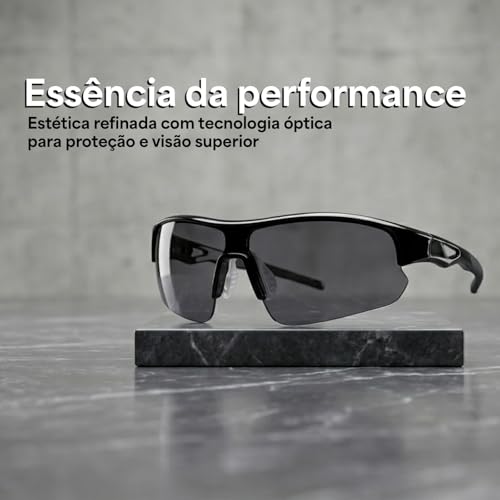 Óculos de Sol Esportivo Masculino UV400 Espelhado Para Corrida Preto ou Preto e Vermelho JustGoFit