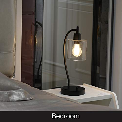 Industrial Table Lamps with USB ports , Modern Nightstand Lamps with 2