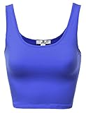 Basic Solid Sleeveless Crop Tank Tops Royal Blue Size S