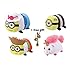 Set of 4 Ty Teeny Tys Despicable Me 3 Minion Turist Jerry, Minion Turist Dave, Minion Prison Mel & Unicorn Fluffy Stackable Beanies Plush + Free Gift (3 pieces bell charm)