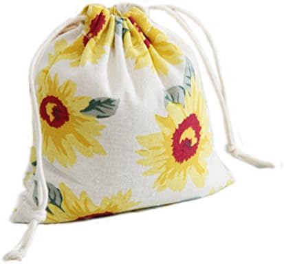 Riverer Pack of 12 Sunflowers Pattern Drawstring Gift Bags Pouch Wrap for Party/Game/Wedding, 19x24cm (7.5x9.4 Inches)