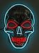 Men's Light Up LED Scary Death Skull Mask for Halloween Gift (Red/Blue Light Up Skull Mask)