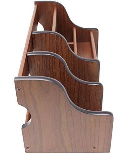 Executive Office Solutions Wooden Desk Organizer - 1 Drawer, 2 Mail/File/Paper Holders, 4 Compartments for Office Supplies and Desk Accessories Cherry/Black (EOS-WO5) - Thumbnail 3