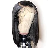 YAYAKU 13x6 Short Bob Lace Front Human Hair Wigs Pre Plucked,Brazilian Deep Part Human Hair Bob Wigs with Baby Hair for Women,10 inch
