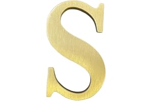 BWRMHME 1.77 Inch Height Self Adhesive Solid Brass English Letters 4.5CM Wall sticker Gold Mail Box Numbers House Address Numbers Shop Studio Name DIY Combination For Wall Home Decor Hardware (Letter S)