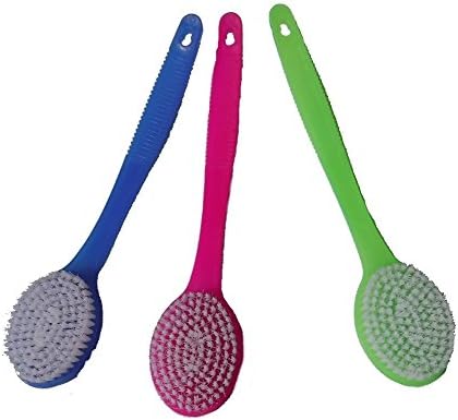 WeeZ Industries - 13.5" Long Handle Shower Bath BODY Back Brush Scrubber skin Exfoliator - PACK OF THREE brushes