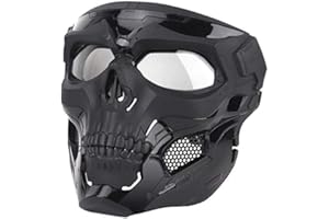 N/W Tactical Protection Adjustable Skull Full Face Mask, Suitable for Paintball Shooting, CS War Games, Halloween Parties, RolePplaying, Movie Props, Etc., BK