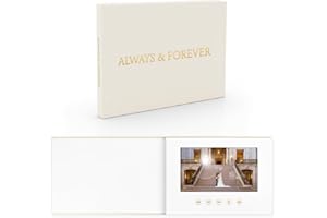 ILUUK ALWAYS & FOREVER - GOLD FOIL Luxury Linen Bound wedding Video Book wedding Video Album Up to 3 hours of video, 7” IPS Display, 4GB of memory & Rechargeable Battery (ALWAYS & FOREVER)