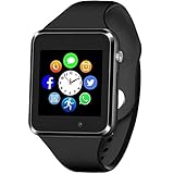 Sazooy Smart Watch Bluetooth Touchscreen Smart Wrist Watch Smartwatch Phone Fitness Tracker with SIM SD Card Slot Camera Pedometer Compatible iOS iPhone Android Samsung for Women Kids Men (Black)