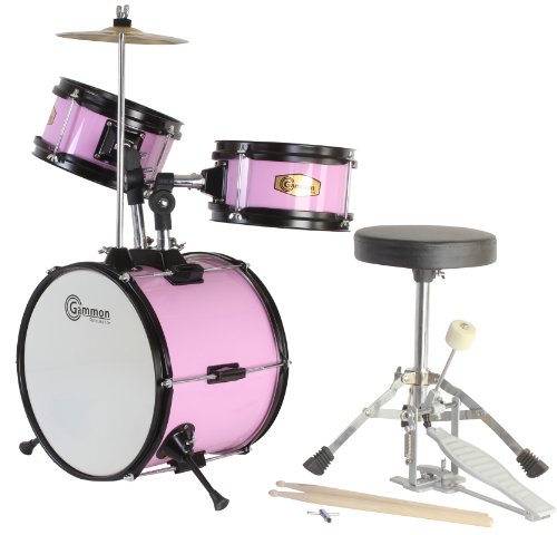 Pink Drum Set Junior Complete Childrens Kit with Cymbal Stool and Sticks