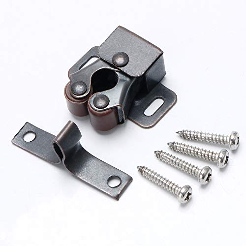SAYAYO Double Roller Catch, Closet Cupboard Door Latch Furniture Catch Ball Catch Door Hardware Oil-Rubbed Bronze Copper Finished, 10 PCS