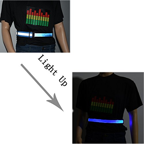 LED Light Up Running Belt Reflective Waist Belt USB Rechargeable Safety Lights Fully Adjustable Elastic Glowing Band & High Visibility Gear for Running Walking Cycling, Fits Women Men & Kids (Blue)