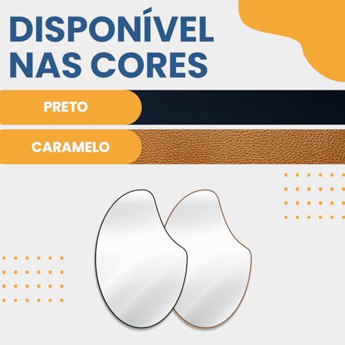 Espelho Orgânico Apple 80x60cm Design Moderno com Moldura em Couro para Decoração Sofisticada (Preto)