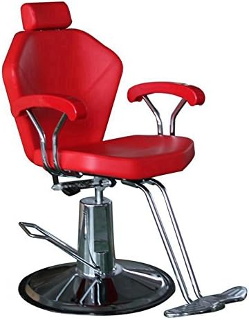 FlagBeauty New Red Hydraulic Barber Chair Styling Salon Beauty Equipment Spa Funiture With Adjustable Headrest&Backrest