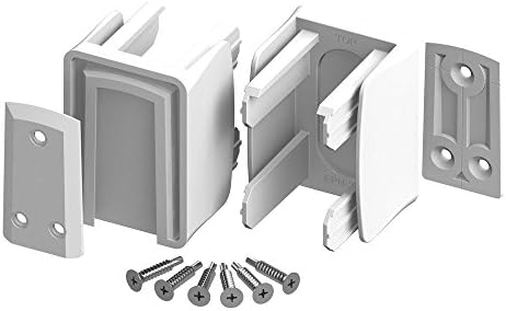 3 in. x 3 in. x 3 in. White Vinyl Fence Slidelock Bracket Kit