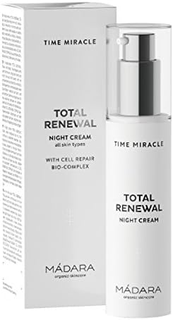 MÁDARA Organic Skincare | Time Miracle Total Renewal Night Cream - 50ml, With multi-molecular Hyaluronic Acid and balancing Physio-Zinc, Based on Northern Birch Water, Vegan, Ecocert certified.