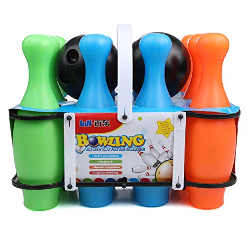 Tip Top Toys High Bounce Bowling Playset for Kids with 10 Pins and 2 Balls, Indoor and Outdoor Game - Thumbnail 4