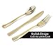 300 Pc Gold Plastic Silverware Set, 100 Disposable Knives, Forks, Spoons - Elegant, Polished Dinnerware Eating Utensils For Weddings, Parties, Baby Showers - Stylish, Heavy Duty