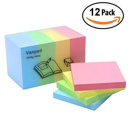 Sticky Notes 3x3 Inches - 100 Sheets/Pad - 12 Pads/Pack, Self-Stick Pads by Vanpad - Thumbnail 6