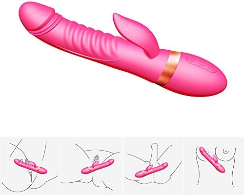 Female Clǐtòris Stimulatòr Toy Tshirt 7-Frequency Vibration Handheld Rabbit Massage Stick, Telescopic Simulation P-èNis Charging Toy Rose red By WUBGER