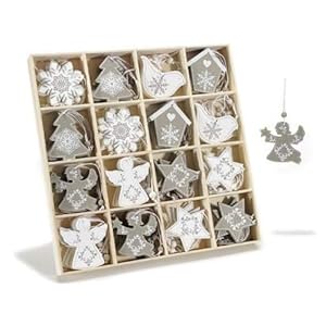 Groep lieveheersbeestje voor kerstboom van hout shabby chic verpakking van 64 stuks