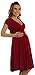 Happy Mama. Women's Maternity Jersey Flare Baby Shower Dress Short Sleeves. 108p (Crimson, US 8, L)