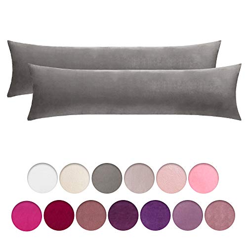 MIULEE 2er Set SAMT Kissenbezug Kissenhülle Dekorative Dekokissen Sofakissen Lendenkissen Wurfkissenbezug mit Reißverschluss Sofa Schlafzimmer Auto 16 x 57 Inch 40 x 145 cm Grau