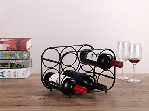 6-Bottle Metal Wine Rack - Countertop Display Stand In Gold Finish