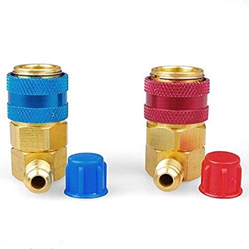 FASTROHY Adjustable R134A AC Quick Coupler Connector Adapters Fitting High Low 1/4 inch SAE HVAC Manifold Gauge Hose Set