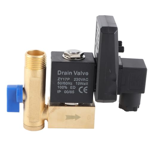 Automatic Electronic Brass Exhaust Valve, Automatic Drain Valve G1/2 DN15 Electronic Automatic Drain Valve for Condensed Air Compressor (AC230V) (230V)