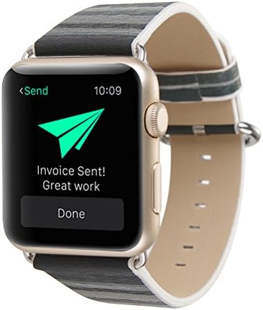 JUST MODE Apple Watch Band 42mm, PU Leather Multi-color Strip Printed Apple Watch Strap Replacement iWatch Strap Wristband, Blue