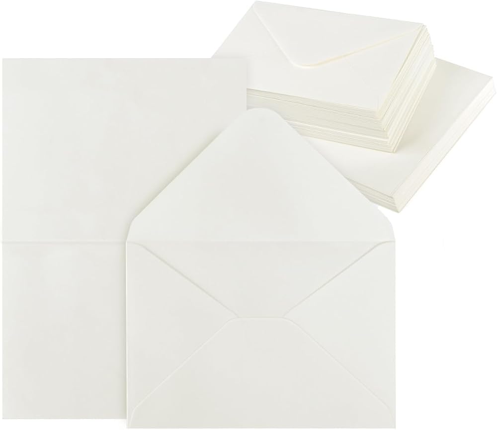 Mocraft 60 Blank Cards and Envelopes White A6 Set 60/60 250gsm
