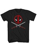 Deadpool Crossbones Mens Black Heather T-shirt L