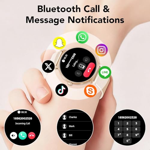Smart Watch for Women, 1.27'' AMOLED Round Screen, Support Bluetooth Calling (Answer/Make Calls), Ladies Smart Watch with Heart Rate/Sleep Monitor, 120+ Sports Mode, IP68 Waterproof (Rose Gold)