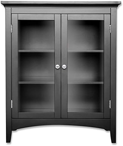 Modern Luxury Style 2-Door Bath Floor Cabinet in Dark Espresso Features Chrome Finish Hardware