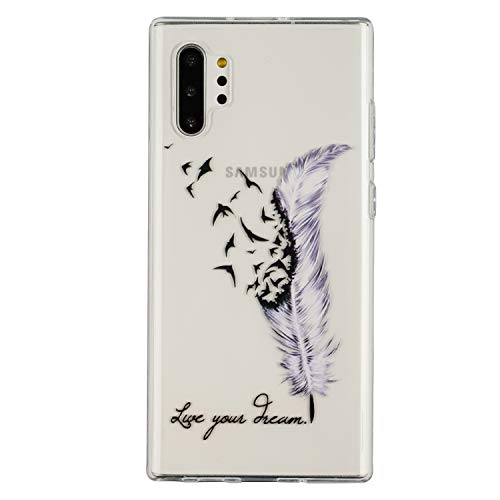 for Galaxy Note 10 Plus Case,3Cworld Ultra Thin Clear Art Pattern Crystal Gel TPU Rubber Flexible Slim Skin Soft Case for Samsung Galaxy Note 10 Plus/5G 2019 (Birds of A Feather-Purple)