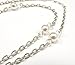 Brenda Elaine Jewelry Silver Plated Women's Fashion Lanyard Necklace ID Badge Holder, 32 Inch Silver Chain with White Pearls & Rear Lobster Clasp