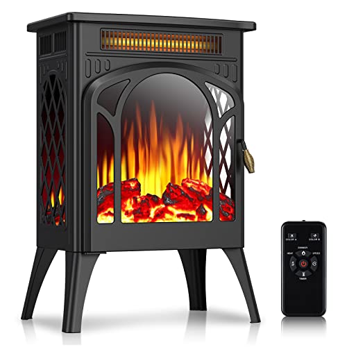 Rintuf Electric Fireplace, Freestanding Infrared Fireplace Stove W