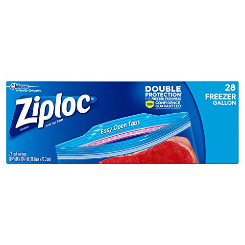 Ziploc Freezer Bags, Double Protection with Easy Open Tabs, Gallon, 28 Count, Pack of 3 (84 Total Bags)