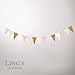 Ling's moment 10 Feet Paper Banner Flags Triangle Flags Banner Vintage Pennant Banner for Wedding, Gender Reveal, Birthday Baby Shower Event & Party Supplies 16pcs Flags(Mint+White+Pink+Gold Glitter)