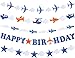 Airplane Aviator Themed Party Decorations, Plane Birthday Party Supplies for Boys, Airplane Birthday Party Decorations with Happy Birthday Banner, Airplane Happy Birthday Banner Pennant - Airplane Party Decoration - Up Up and Away Party for Boys Girls Kids 1st 2nd 3rd 4th Bday Decor